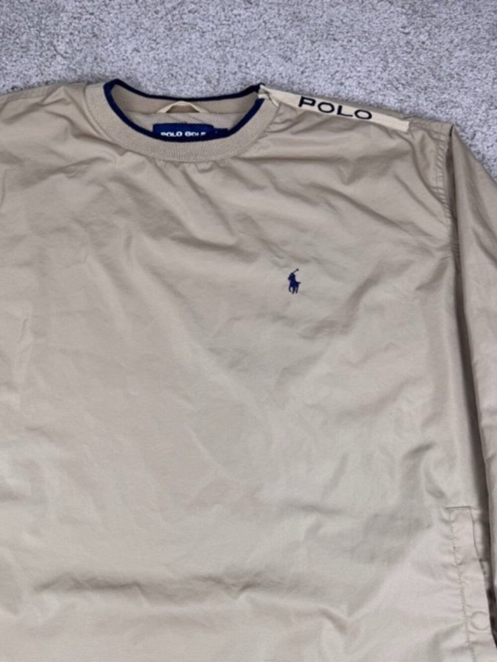 Vintage 90s Polo Golf Ralph Lauren Windbreaker Pullover Jacket Men's Large Beige
